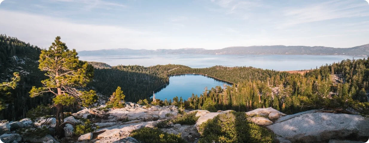 Lake Tahoe alpine lake with mountain views