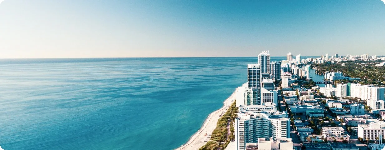 Miami beach and skyline